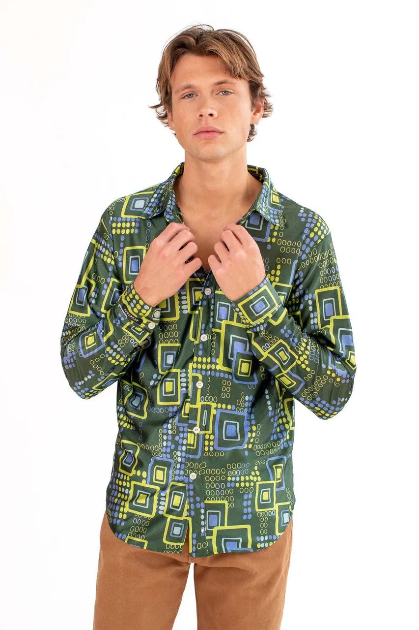 70's Digital Age Long Sleeve Button Up Shirt