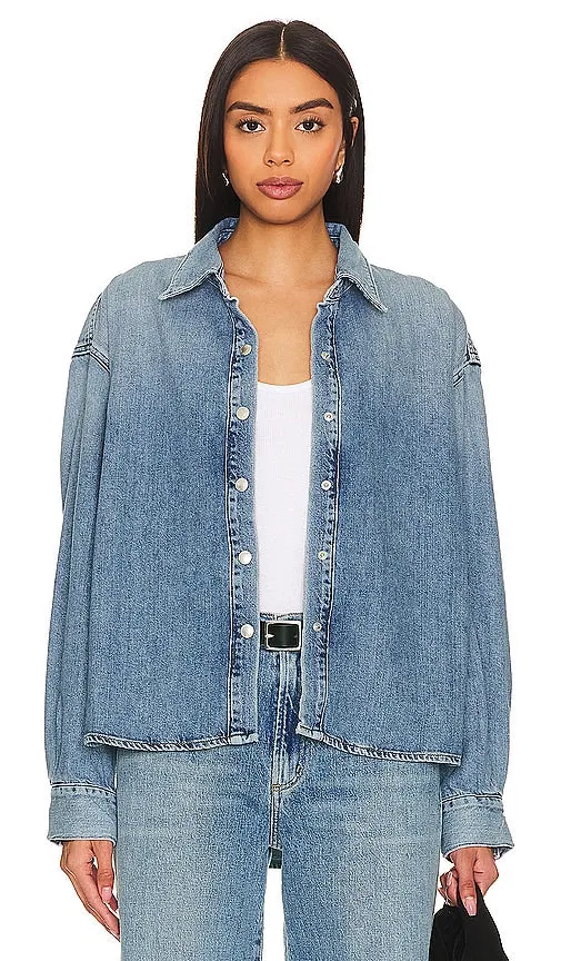 AGOLDE Aiden High Low Shirt in Blue