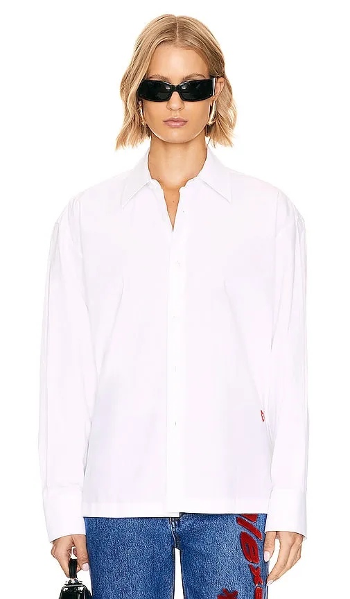 Alexander Wang Apple Patch Button Up Shirt in White