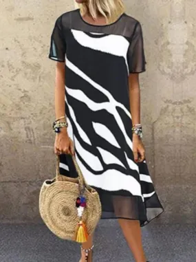 Black Casual Printed Short Sleeve Dresses