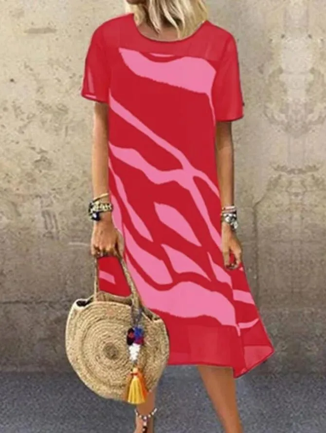 Black Casual Printed Short Sleeve Dresses