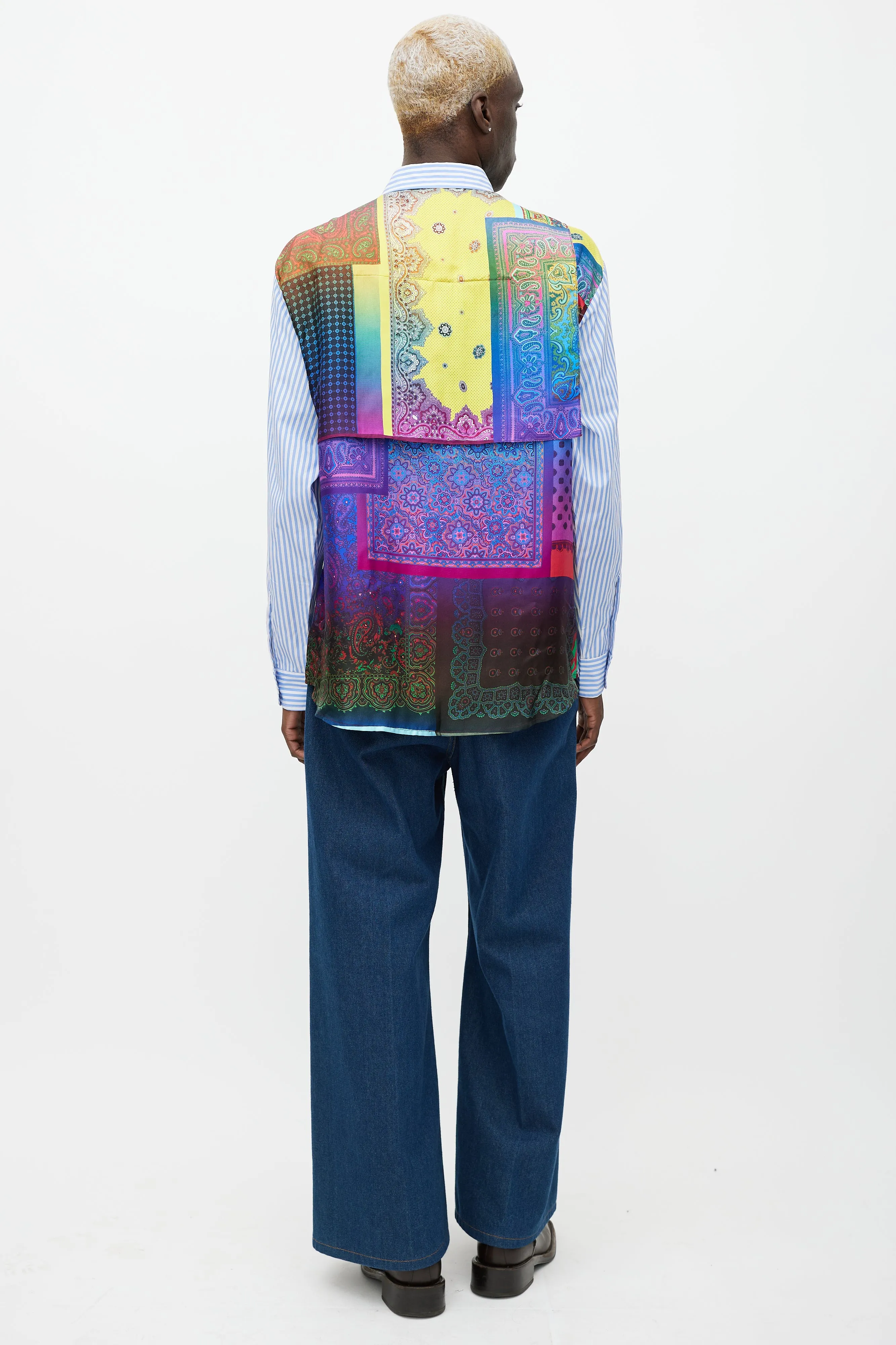 Blue & Multicolour Striped Button Up Shirt