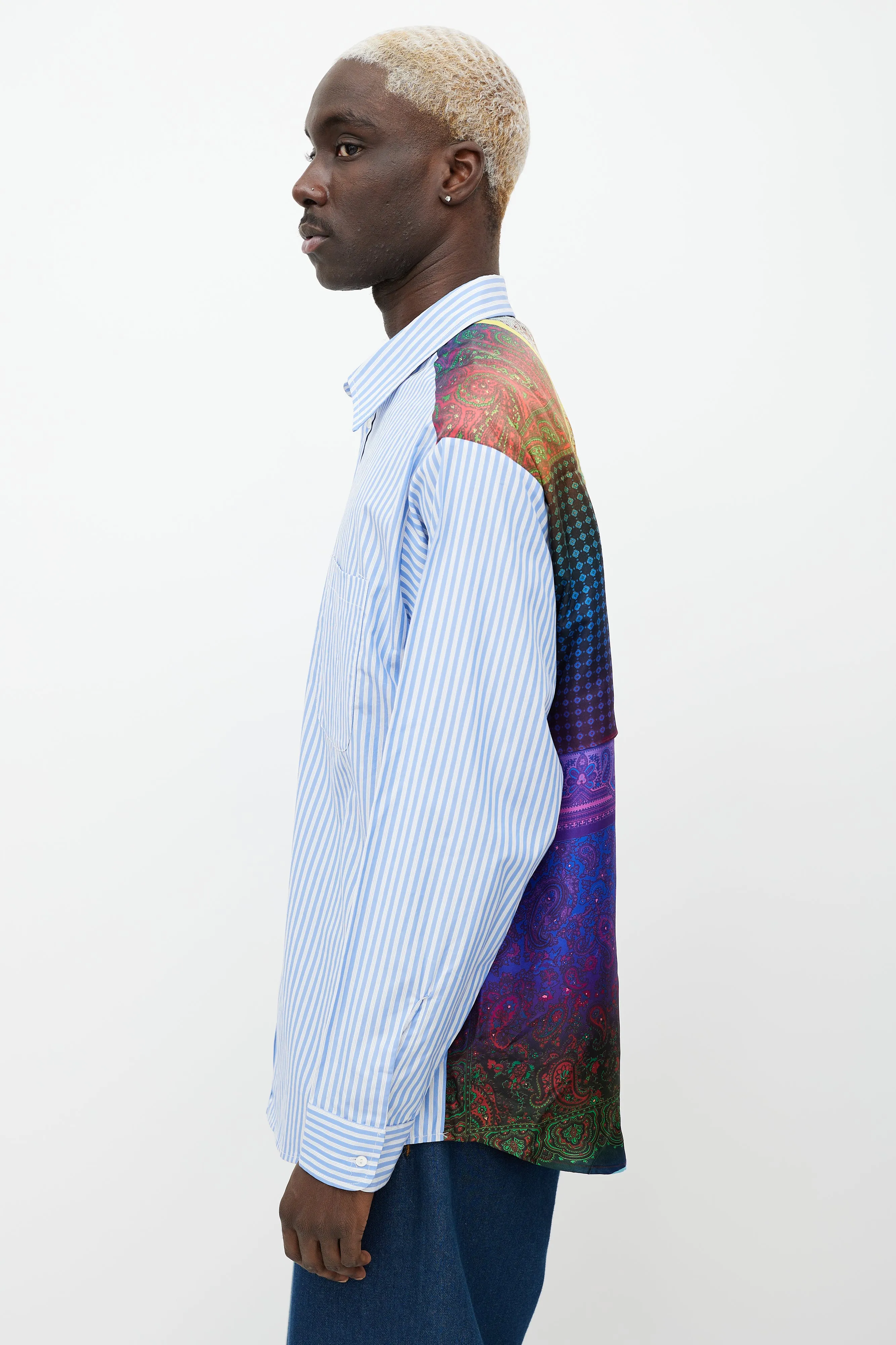 Blue & Multicolour Striped Button Up Shirt