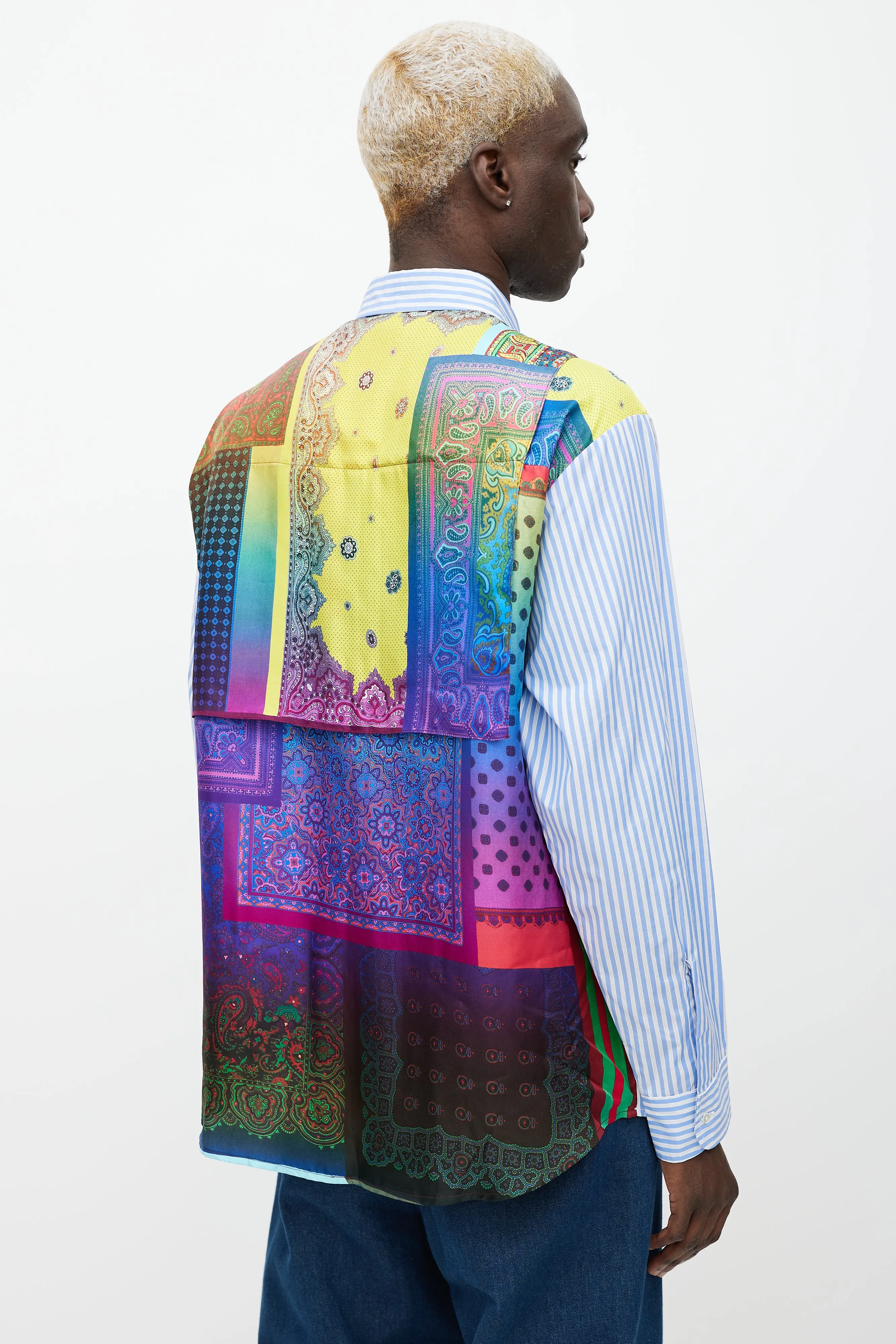 Blue & Multicolour Striped Button Up Shirt