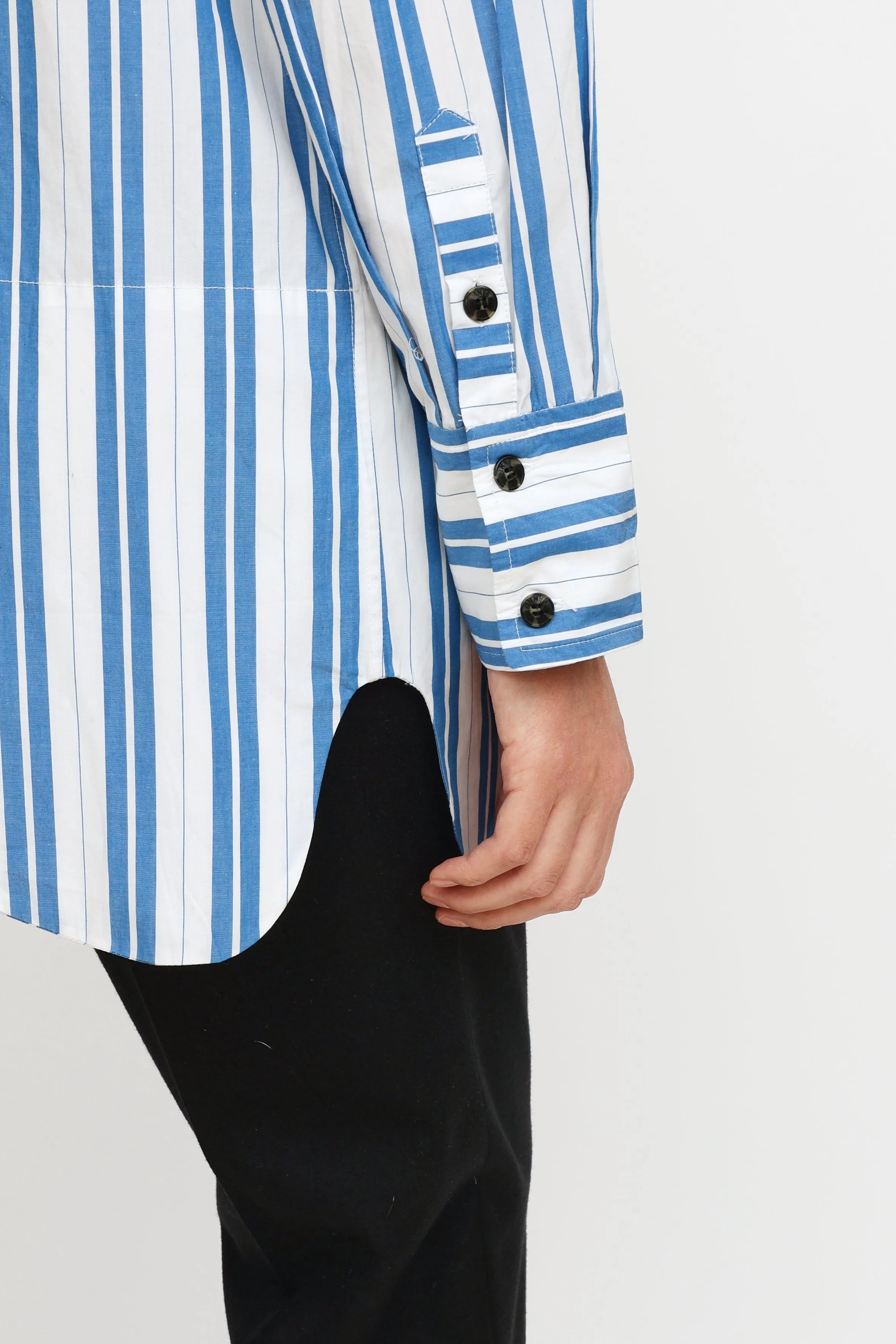 Blue & White Stripe Button Up Shirt