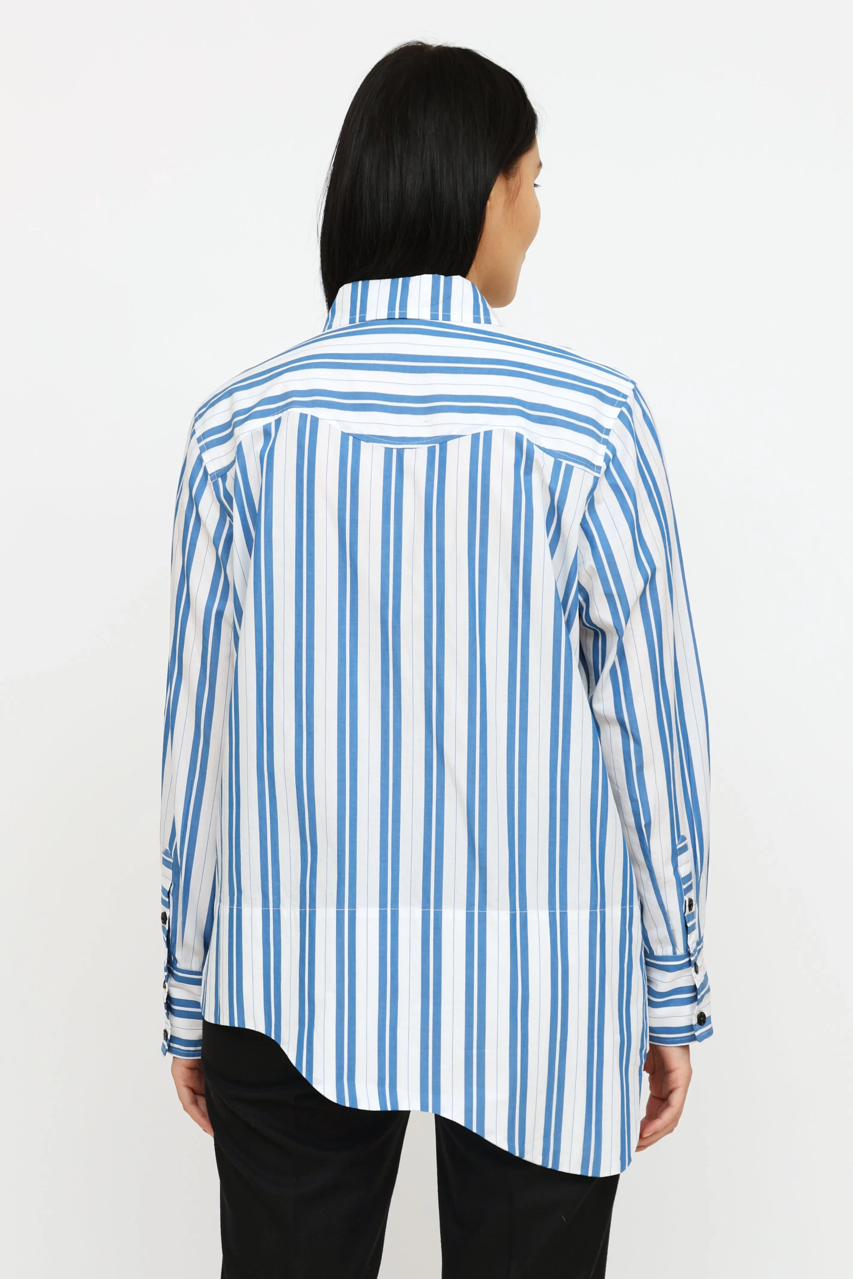 Blue & White Stripe Button Up Shirt