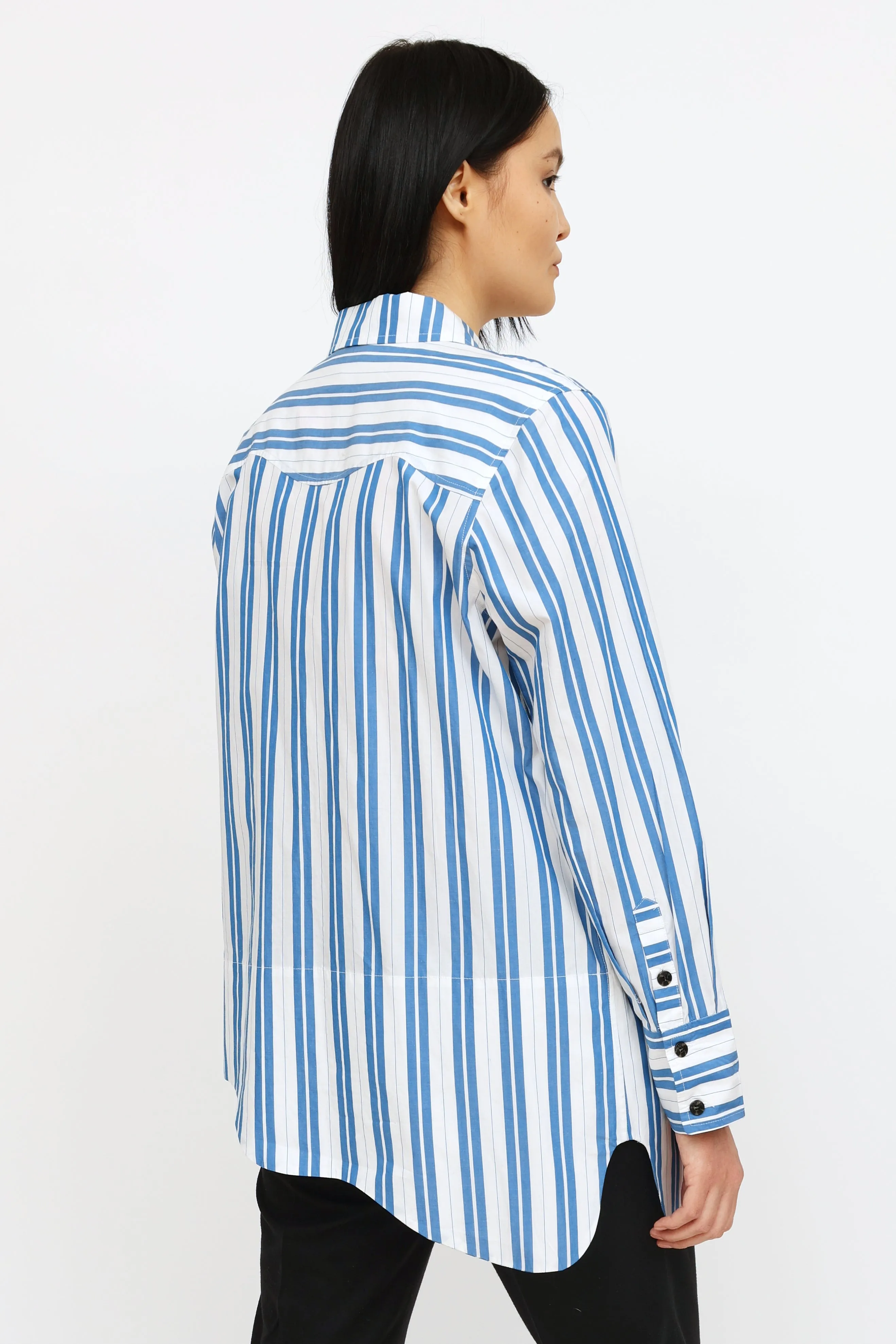 Blue & White Stripe Button Up Shirt