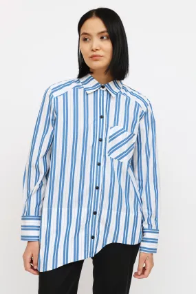 Blue & White Stripe Button Up Shirt