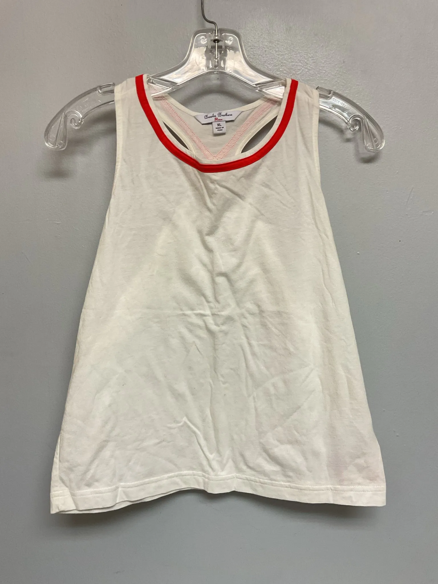 Brooks Brothers Size 14 White & Red Cotton Big Girls Sweaters & Vests