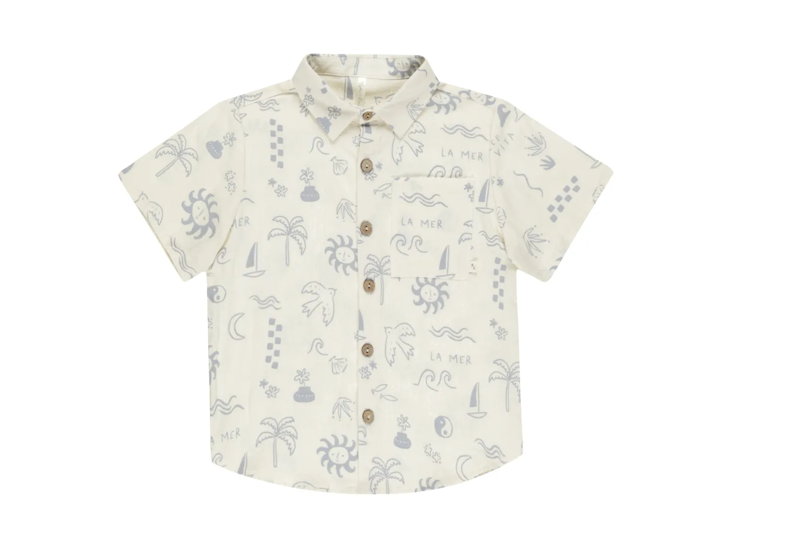 Collared Short Sleeve Shirt - Mediterranean