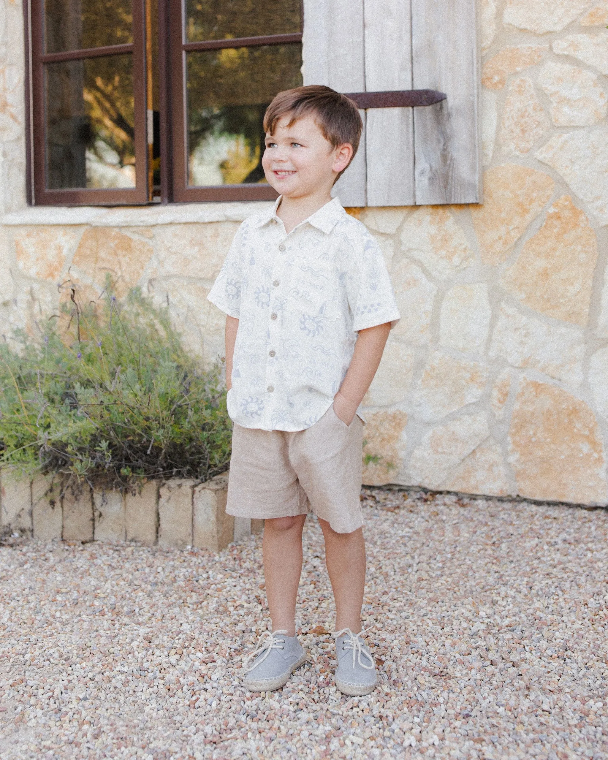 Collared Short Sleeve Shirt - Mediterranean