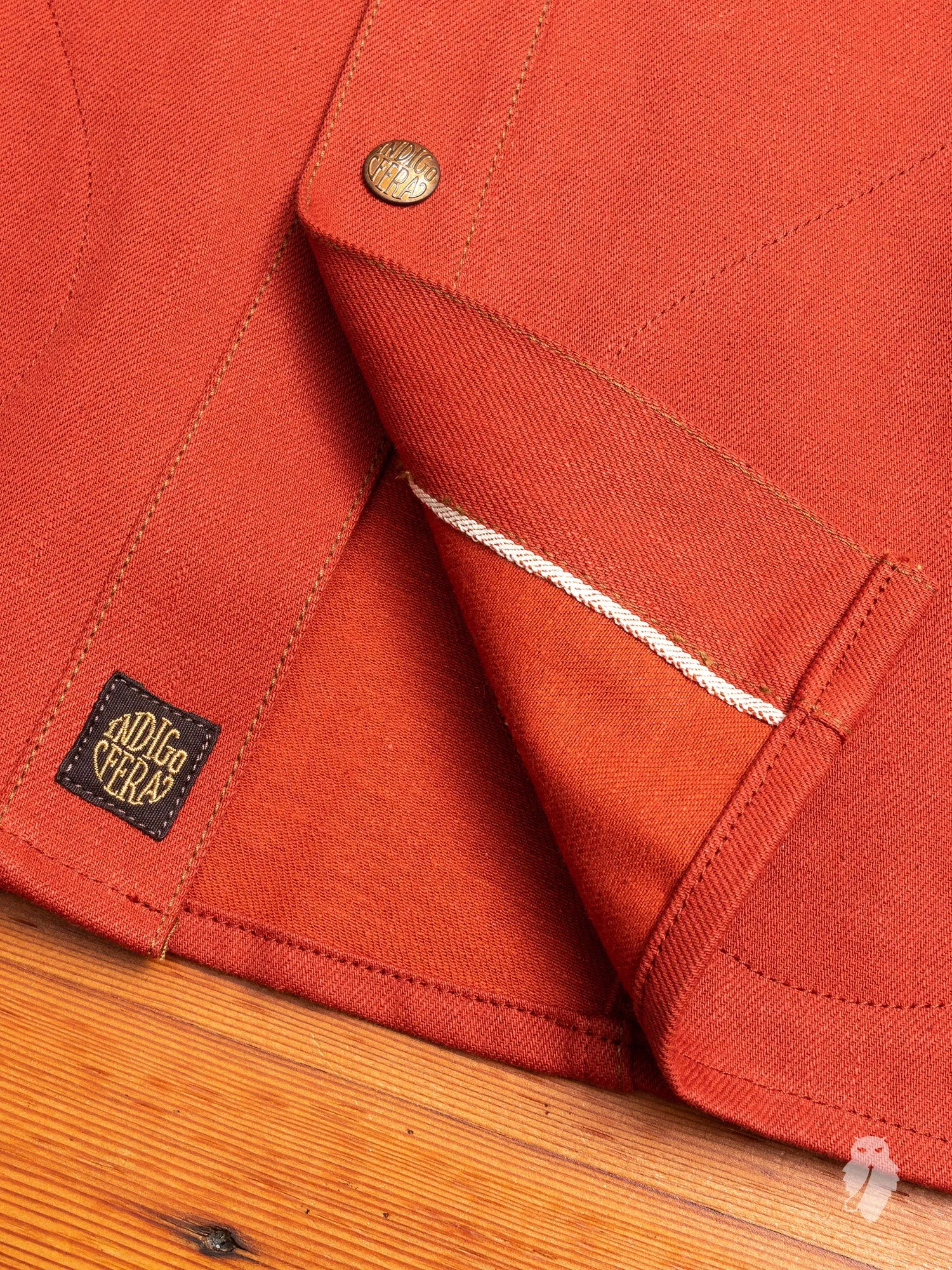 Eagle Rising Jacket in 13oz Brick Red Selvedge Denim
