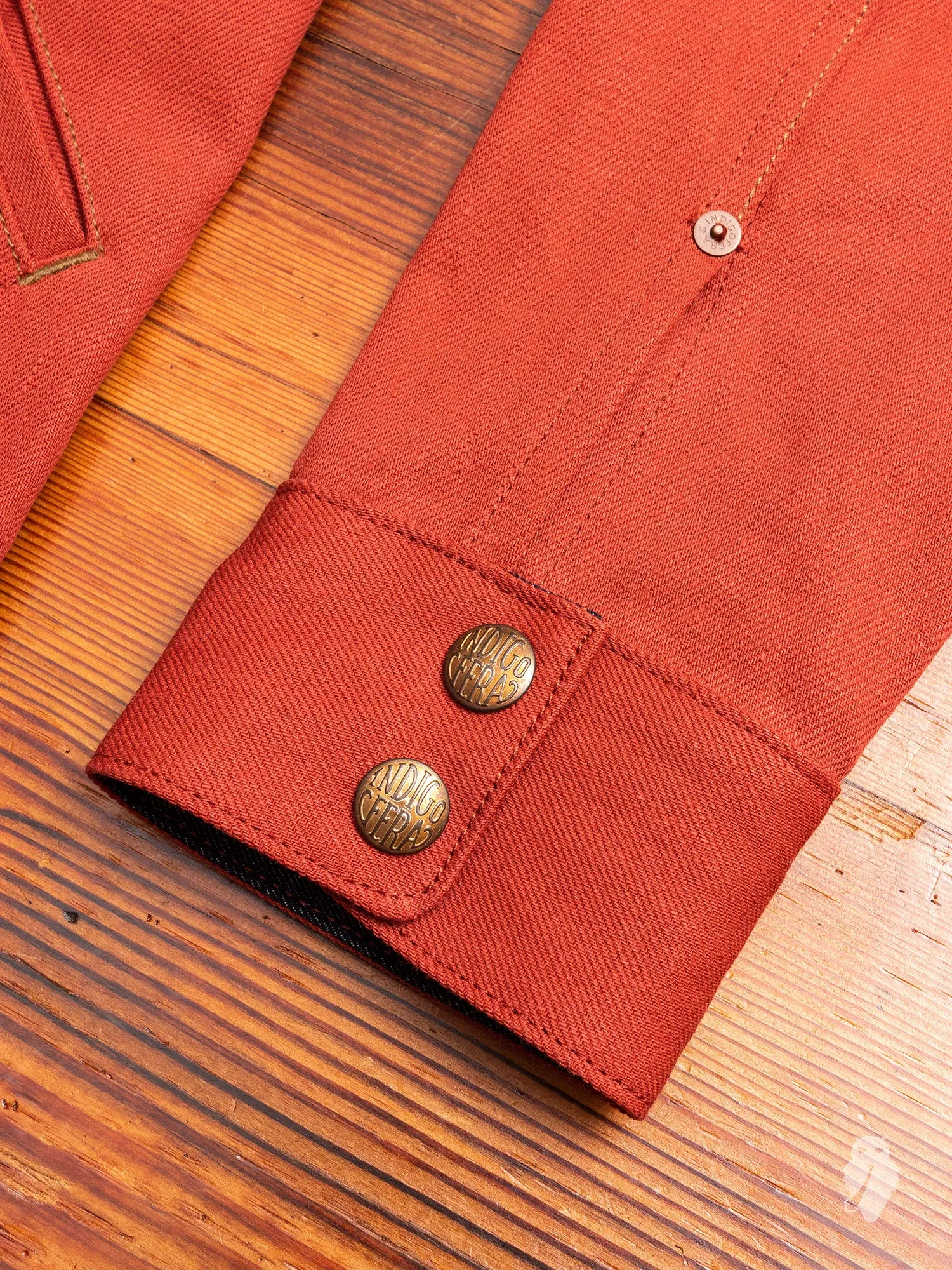 Eagle Rising Jacket in 13oz Brick Red Selvedge Denim