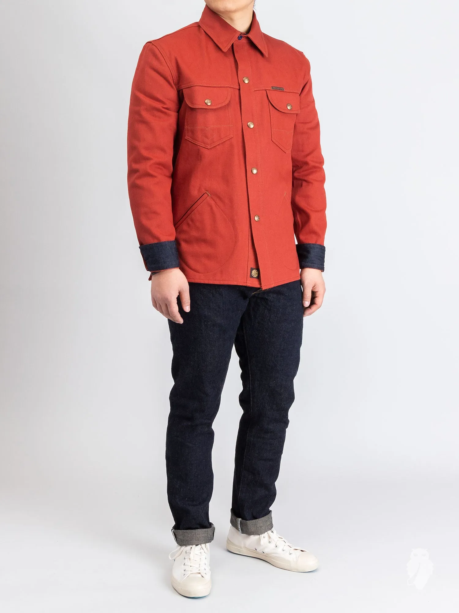 Eagle Rising Jacket in 13oz Brick Red Selvedge Denim