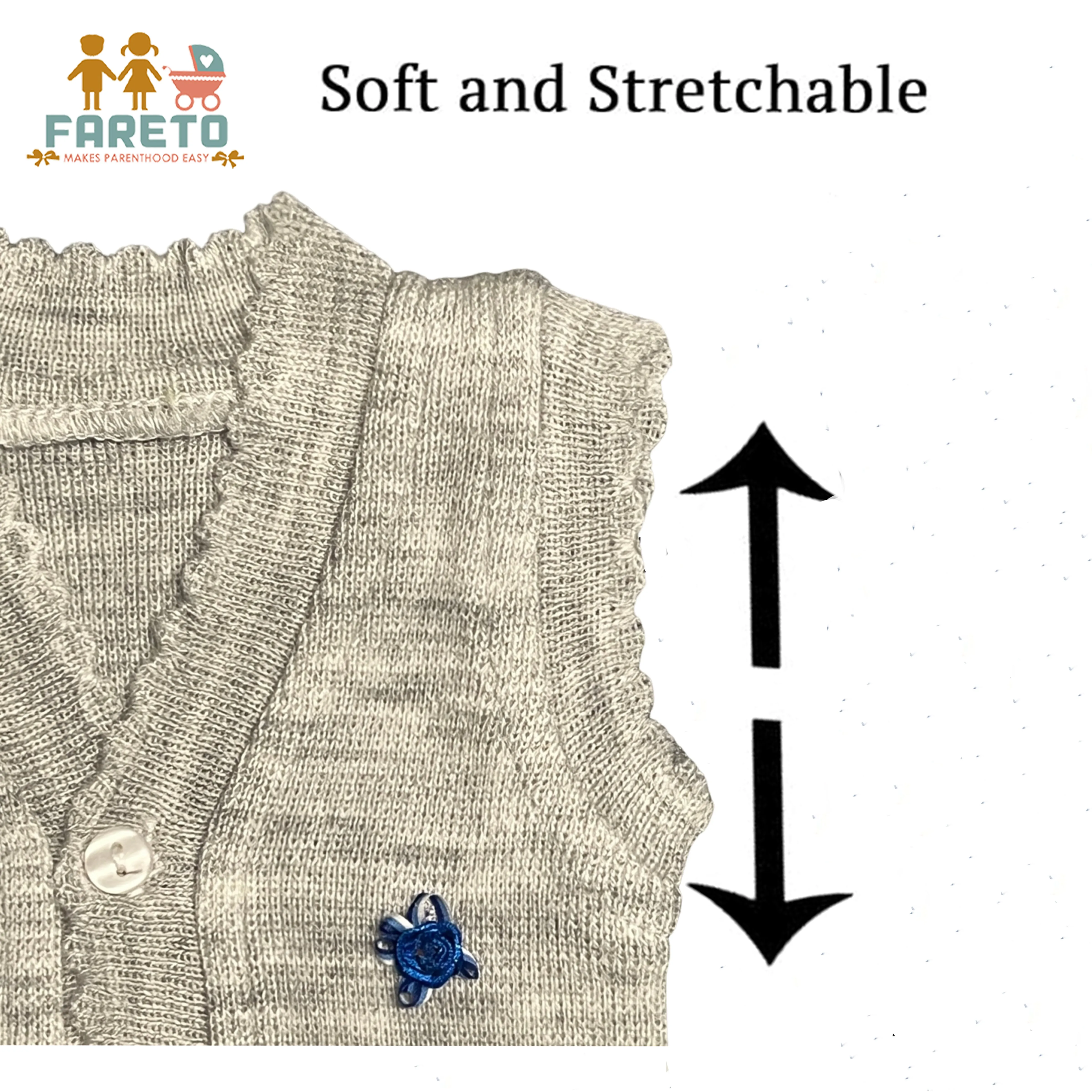 Fareto New Born Baby Winter Sleeveless Sweater | Inner wear Sweater (0-2M)(Pack of 3)(Note: Colours &amp; Designs May Vary)