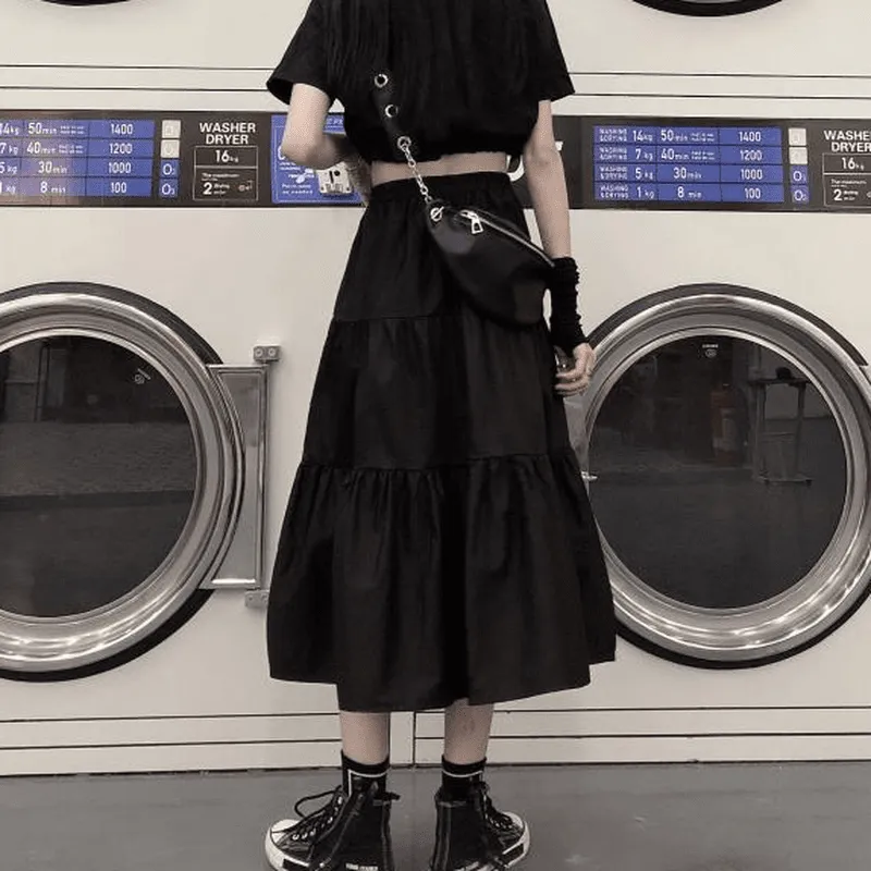 Harajuku Punk Gothic Black Long Skirts