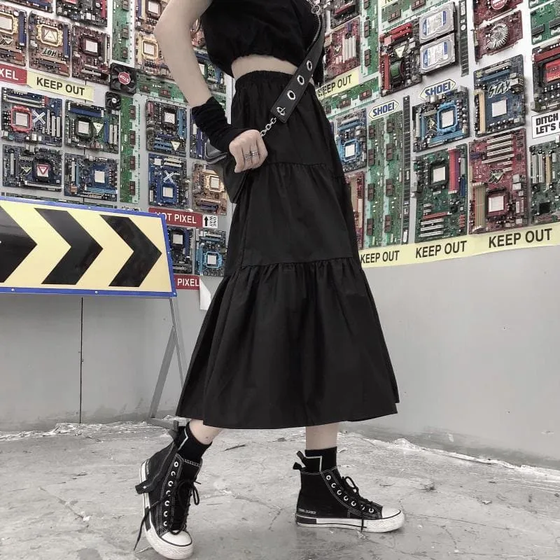 Harajuku Punk Gothic Black Long Skirts