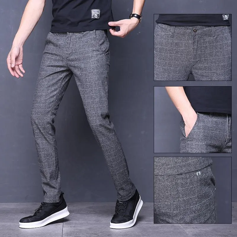 Men's Regular Fit Formal Suit Plaid Pants