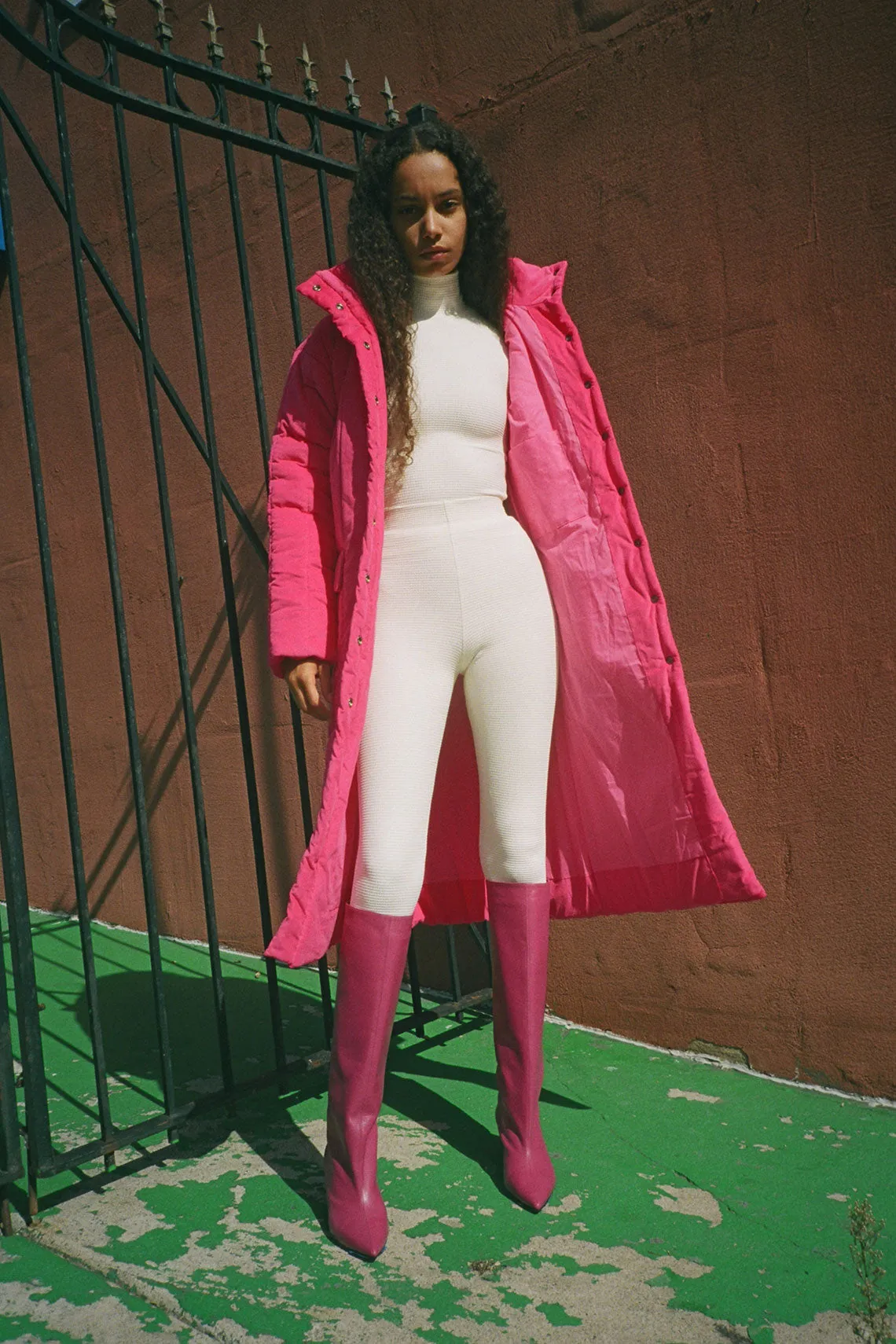 Pink Corduroy Puffer Coat