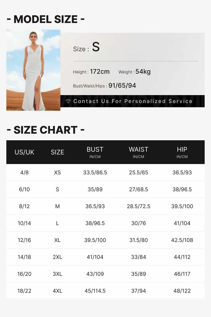 Satin V neck Wedding Dresses Mermaid Slit Pearl Waist Chain