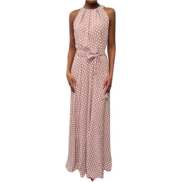 Sleeveless Halter Neck Coffee Casual Dresses