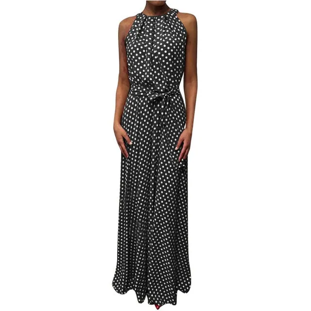 Sleeveless Halter Neck Coffee Casual Dresses