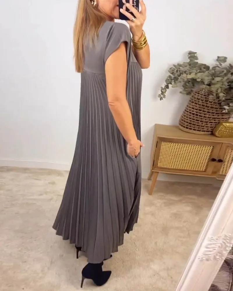 🔥Summer Promotion 49% OFF 🔥Sleeveless Pleated Simple Solid Color Dress