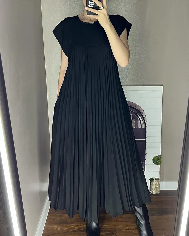 🔥Summer Promotion 49% OFF 🔥Sleeveless Pleated Simple Solid Color Dress