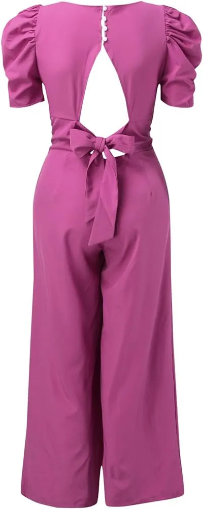 Women Casual  Open Back Off Shoulder Jumpsuit  B-57109