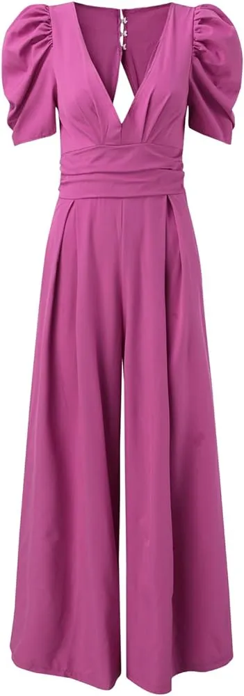 Women Casual  Open Back Off Shoulder Jumpsuit  B-57109
