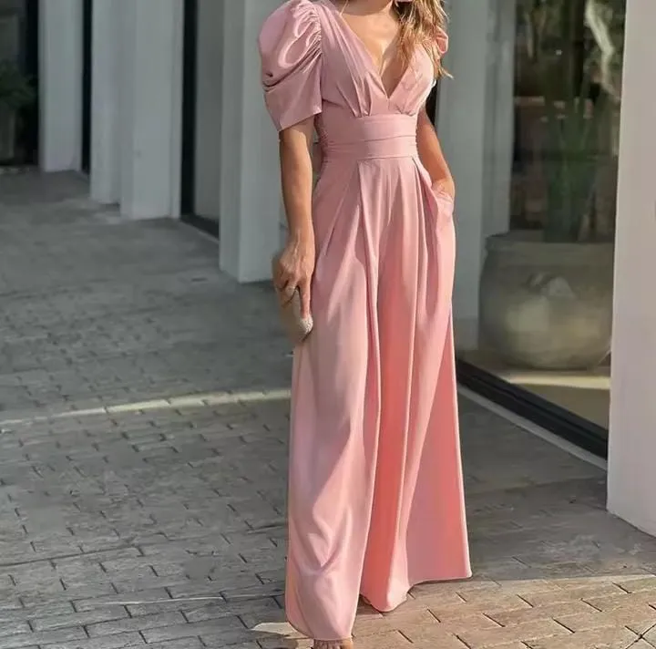 Women Casual  Open Back Off Shoulder Jumpsuit  B-57109