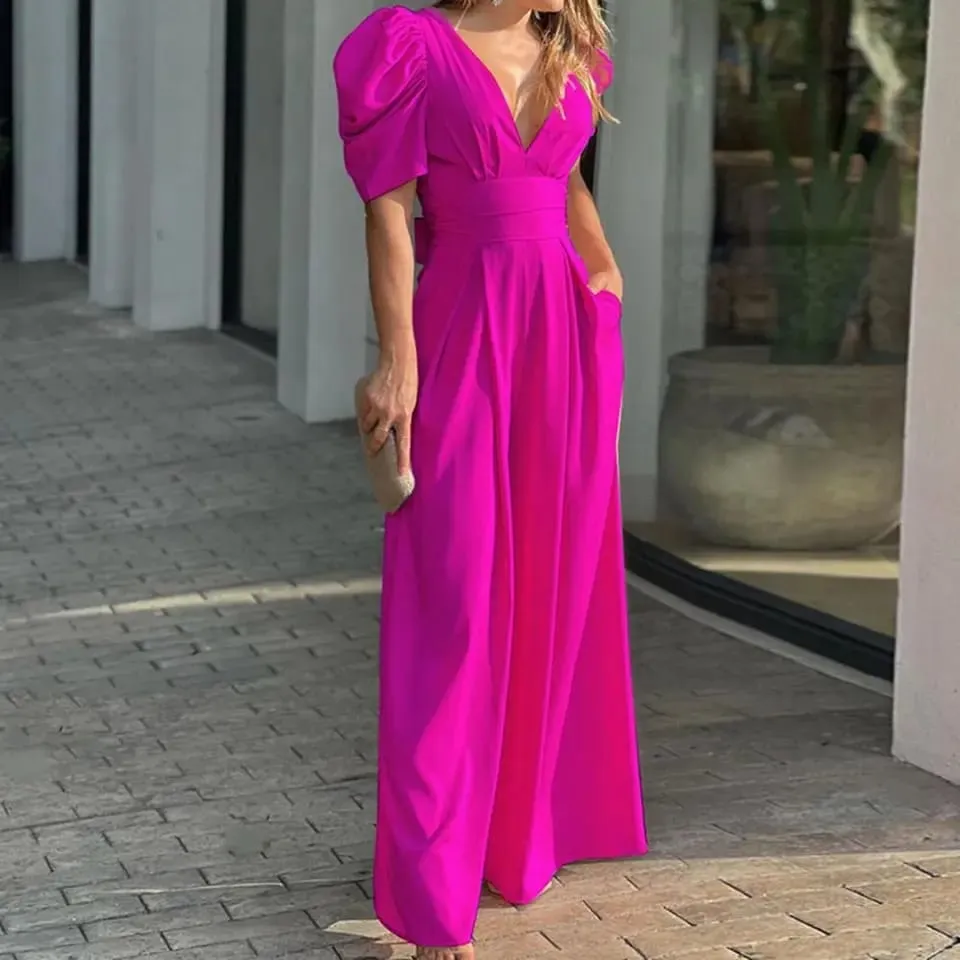 Women Casual  Open Back Off Shoulder Jumpsuit  B-57109